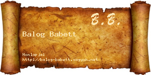 Balog Babett névjegykártya
